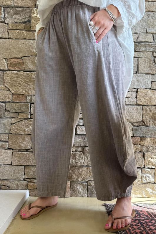 Frame Cotton Vintage Wash Barrel Pant Earth